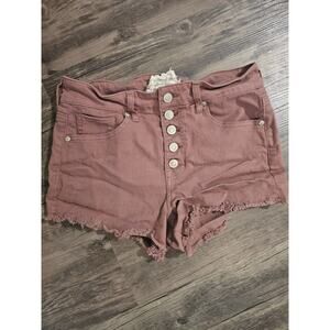 Altar'd‎ State Size Coral Shorts Frayed Hem Pockets Button Fly High Rise